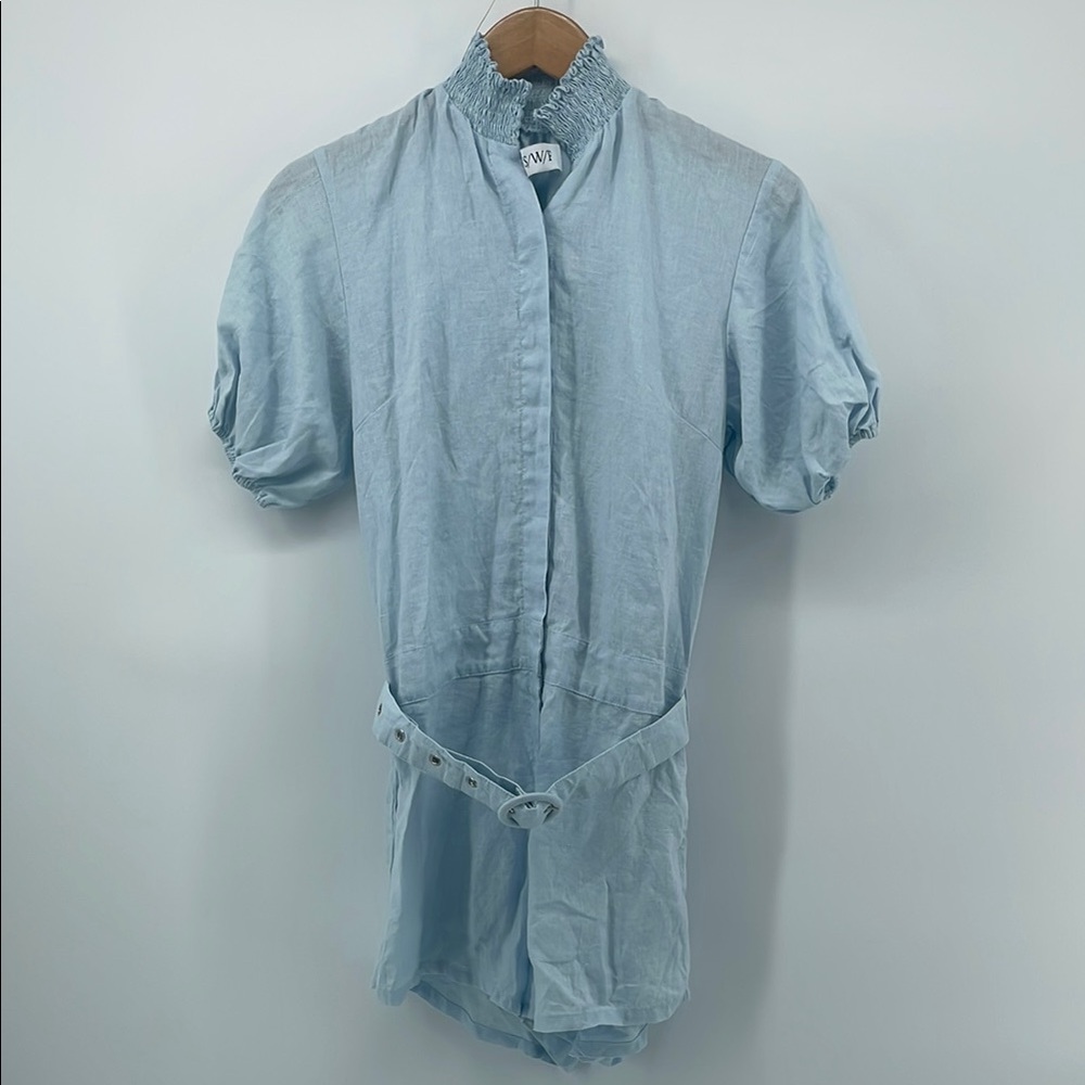 SWF Linen Romper in Light Blue S A20